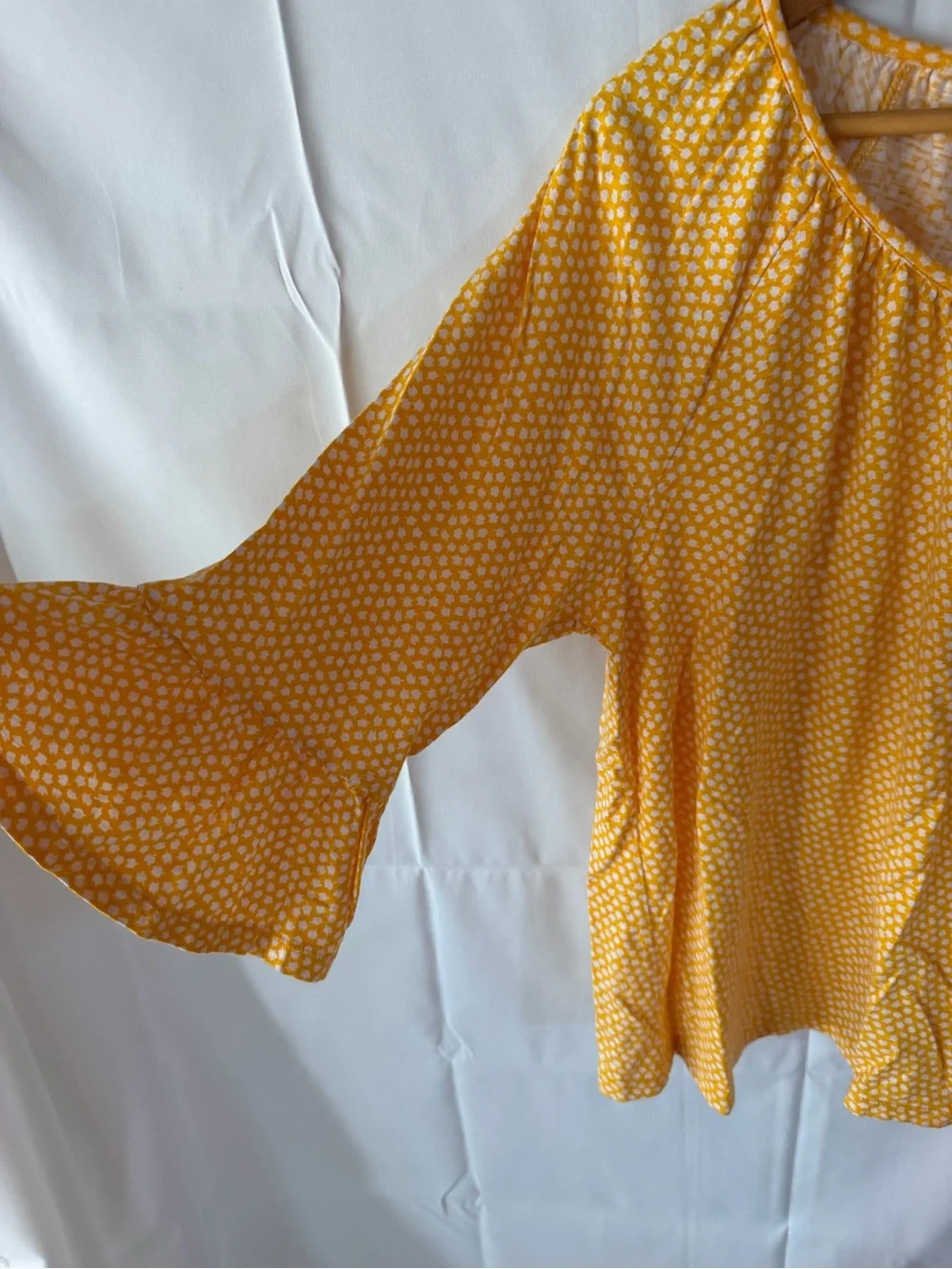 Michael Kors Yellow Printed Scoop-Neck Blouse